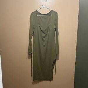 Fashion Nova Olive Long Sleeve Dress